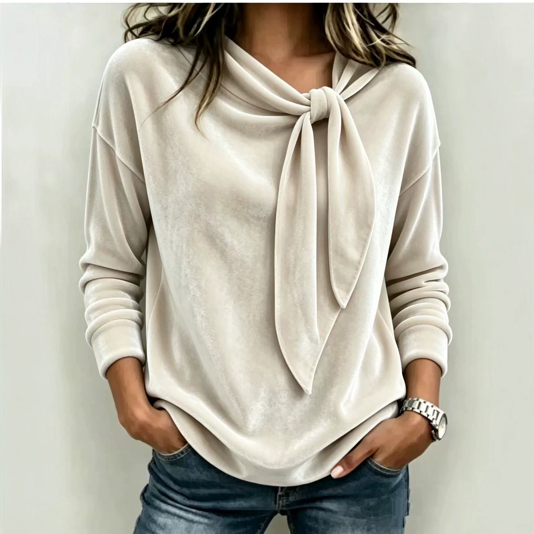 Women’s Long-Sleeve Bow Top