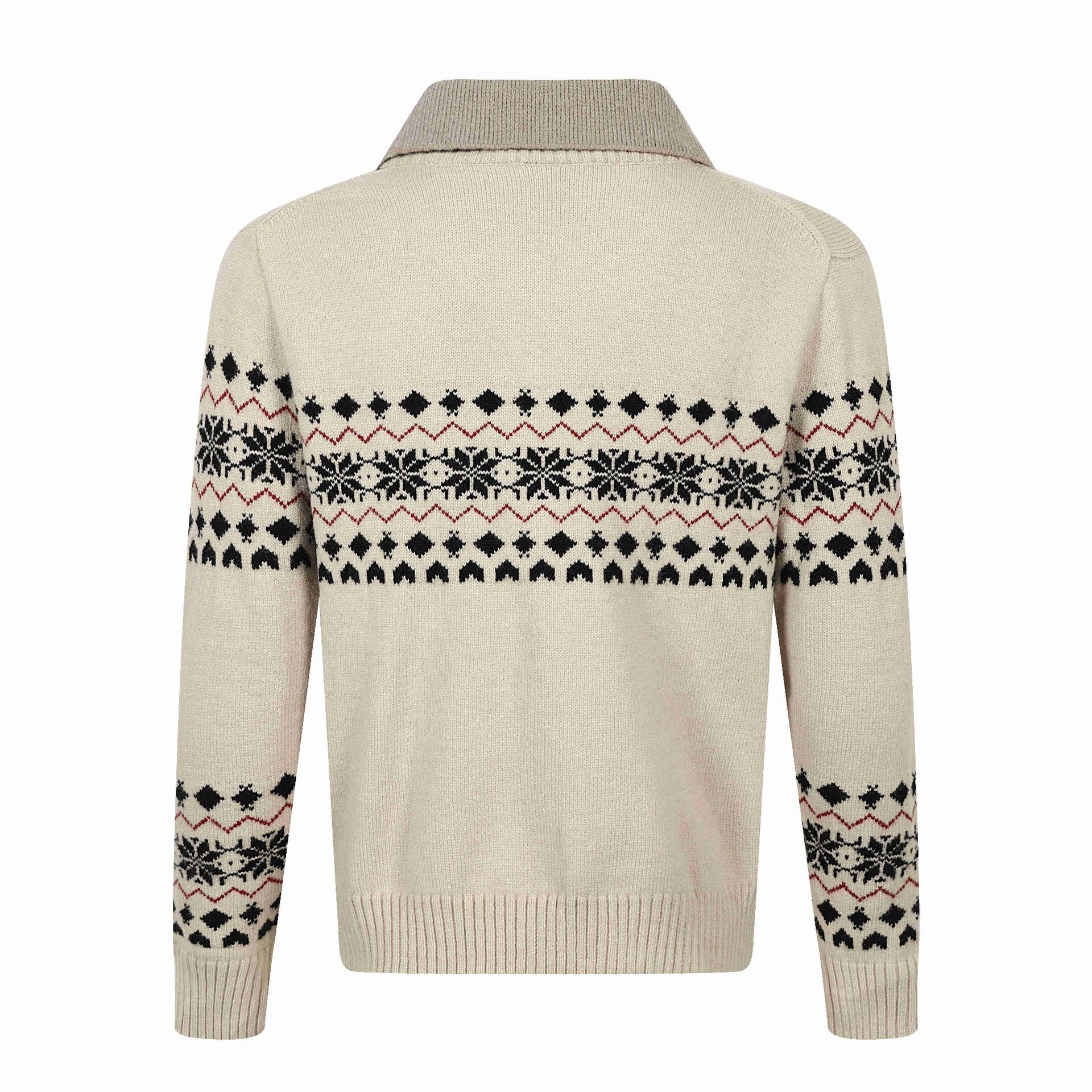 Fair Isle Knit Long Sleeve  Faux Two-Piece  Color-Blocking  Turn-Down Collar  Knit Polo Sweater