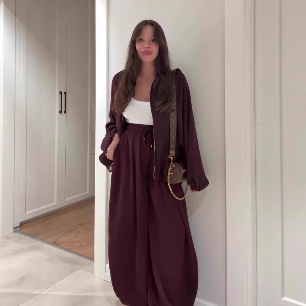 Relaxed Jacket & Wide-Leg Pants Set