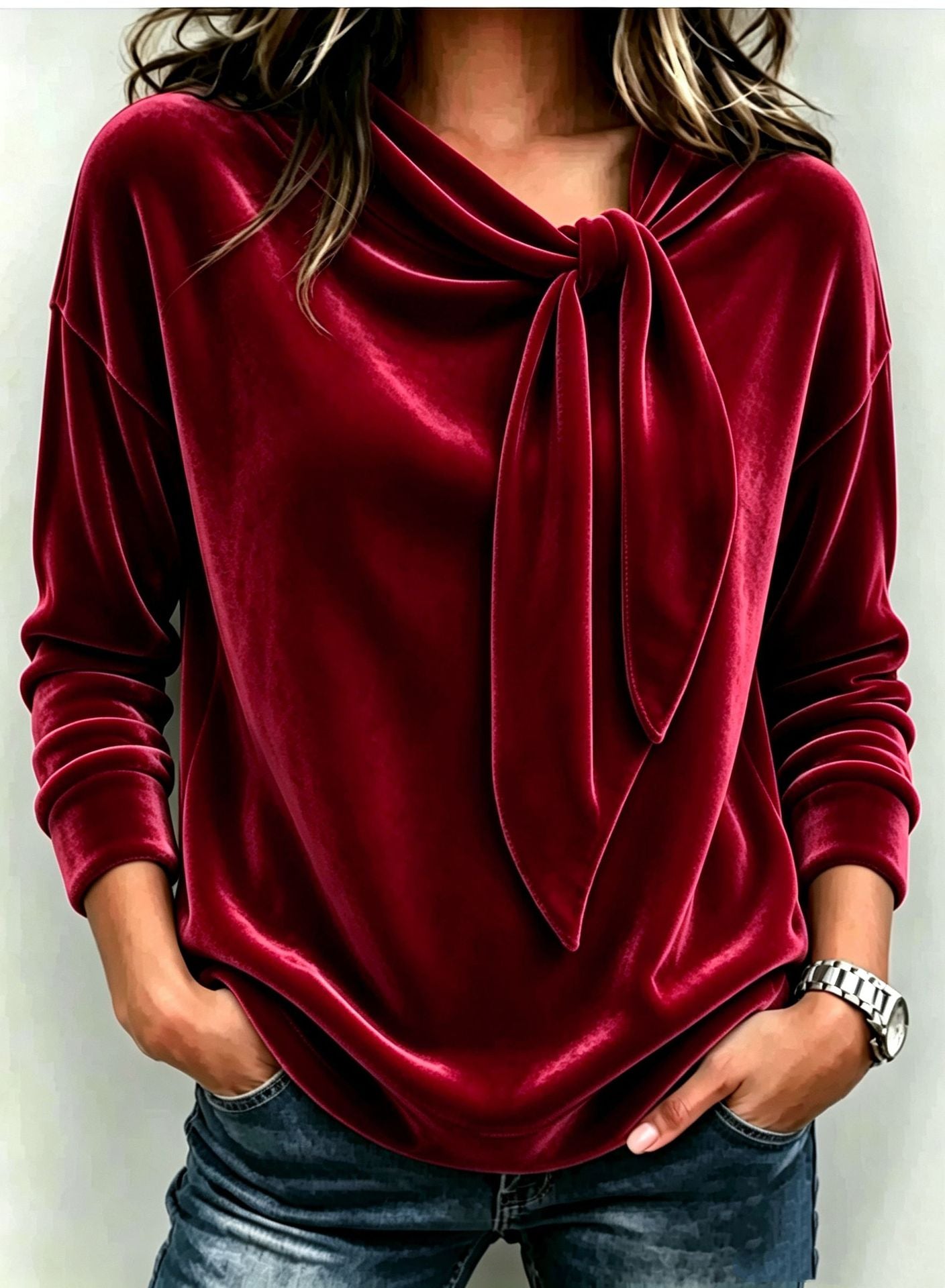 Women’s Long-Sleeve Bow Top
