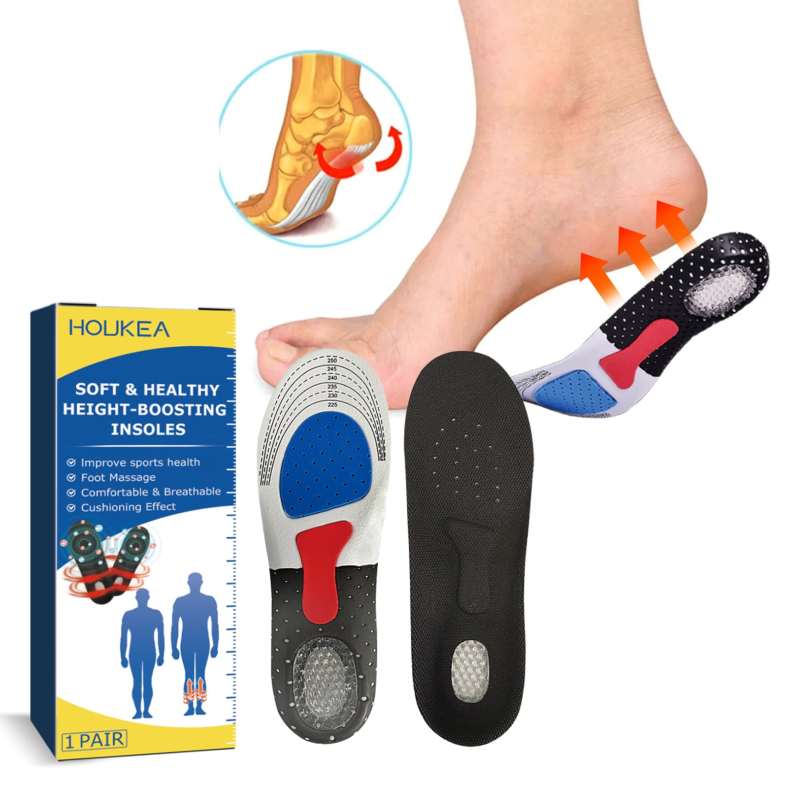 Soft Height-Boosting Arch Support Insoles