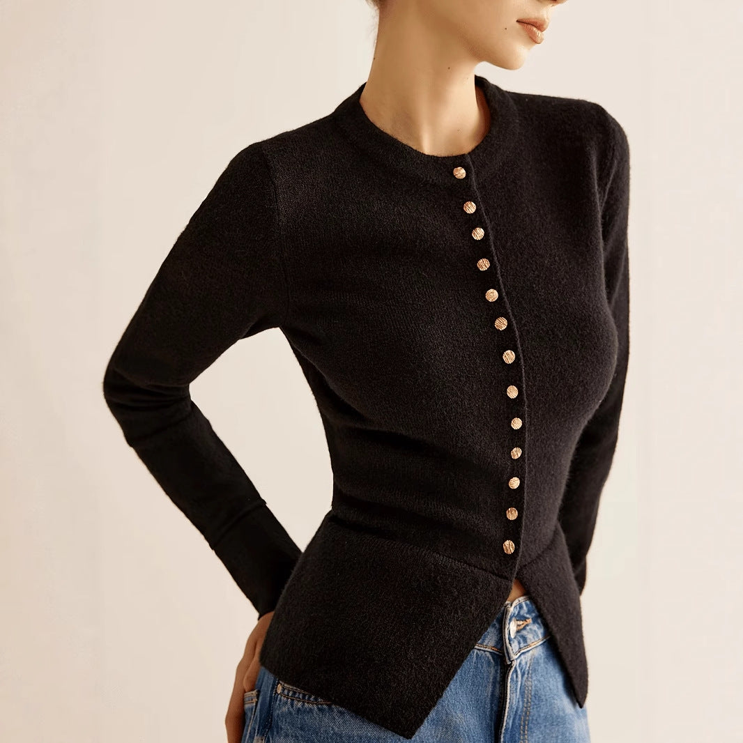 Autumn/Winter Women's Knitted Cardigan with Buttons, Fashionable, Elegant, Versatile Sweater
