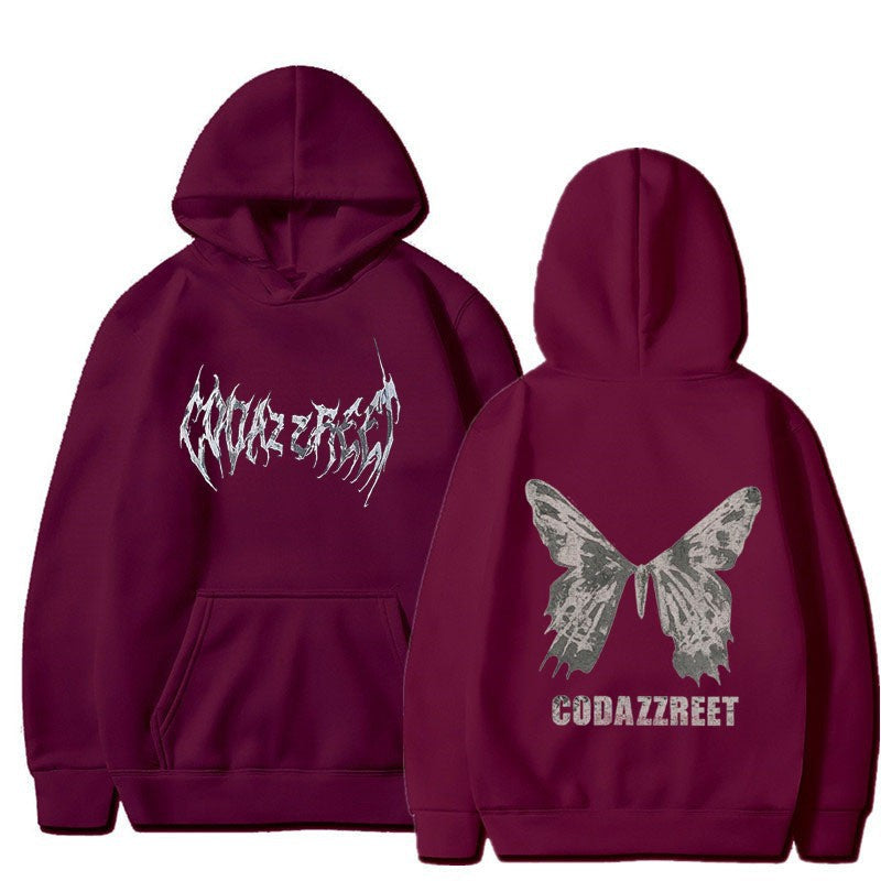 Hooded Sweatshirt for Men and Women, Couple Style, Hip-hop Butterfly Design