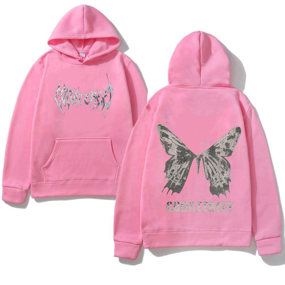 Hooded Sweatshirt for Men and Women, Couple Style, Hip-hop Butterfly Design