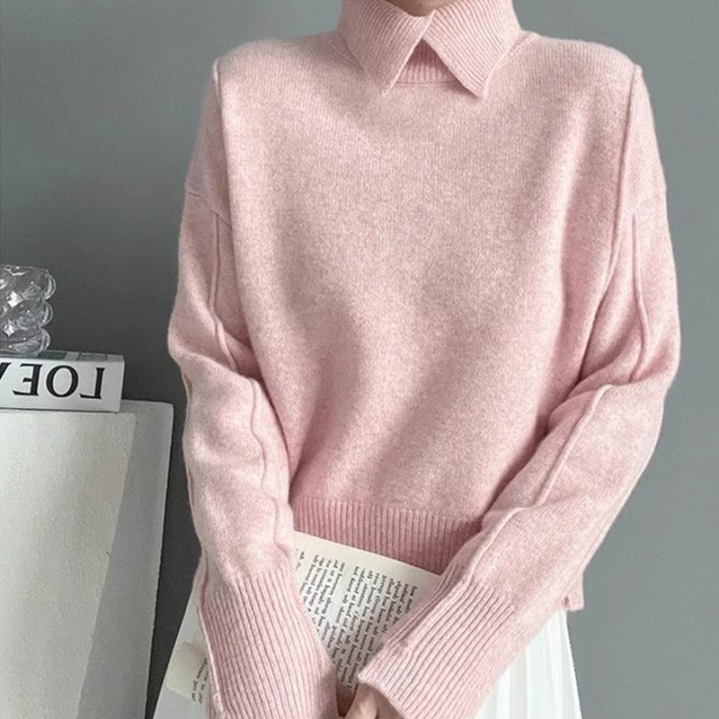 Soft Knit Sweater Autumn Winter New Slim Fit Crew Neck Basic Inner Layer Elegant Top Women's Turtleneck Sweater