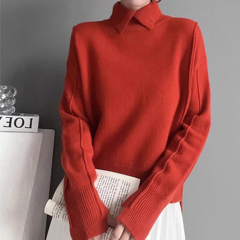 Soft Knit Sweater Autumn Winter New Slim Fit Crew Neck Basic Inner Layer Elegant Top Women's Turtleneck Sweater