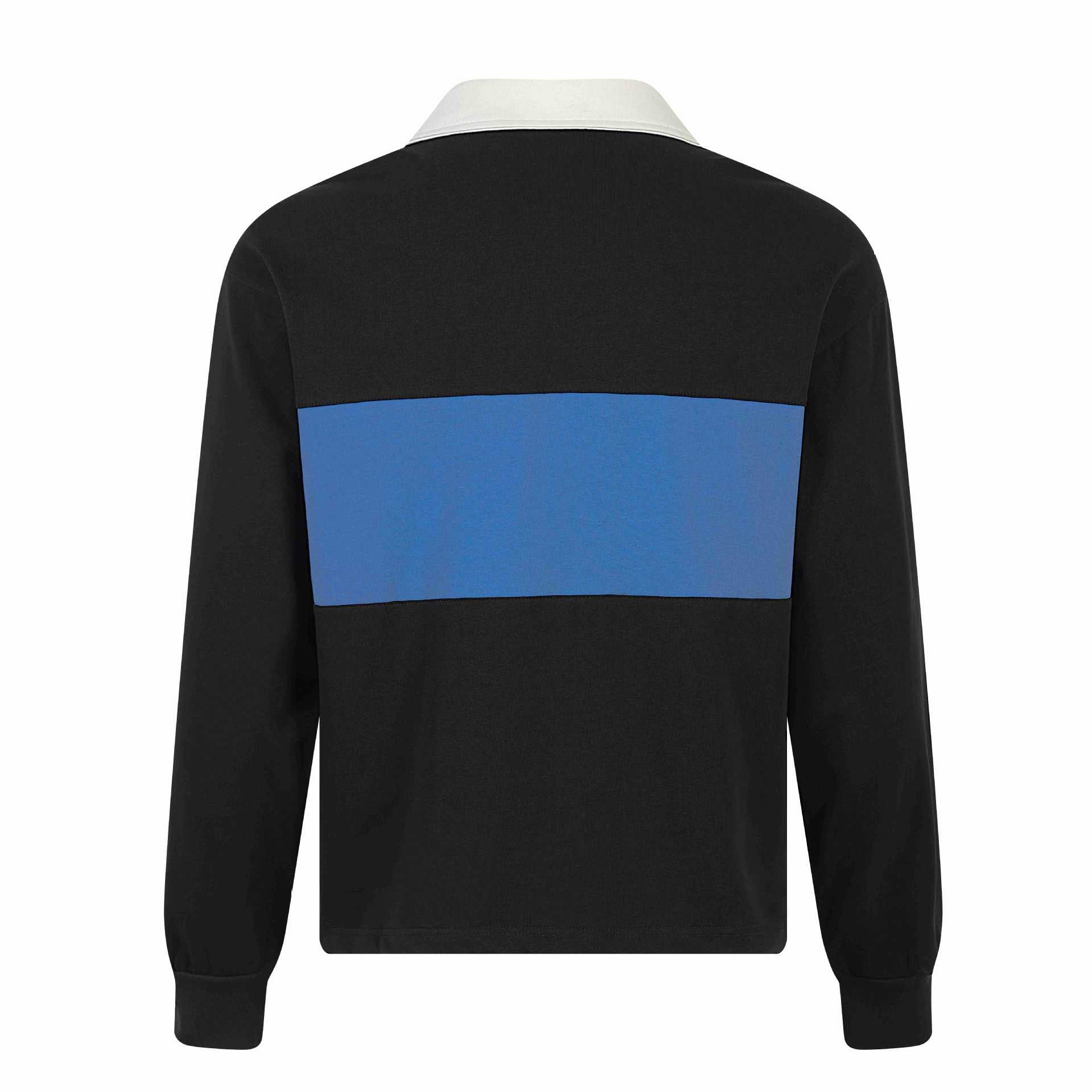 Collar Color-Block Tie-Up Jersey Print Loose Long Sleeve T-Shirt