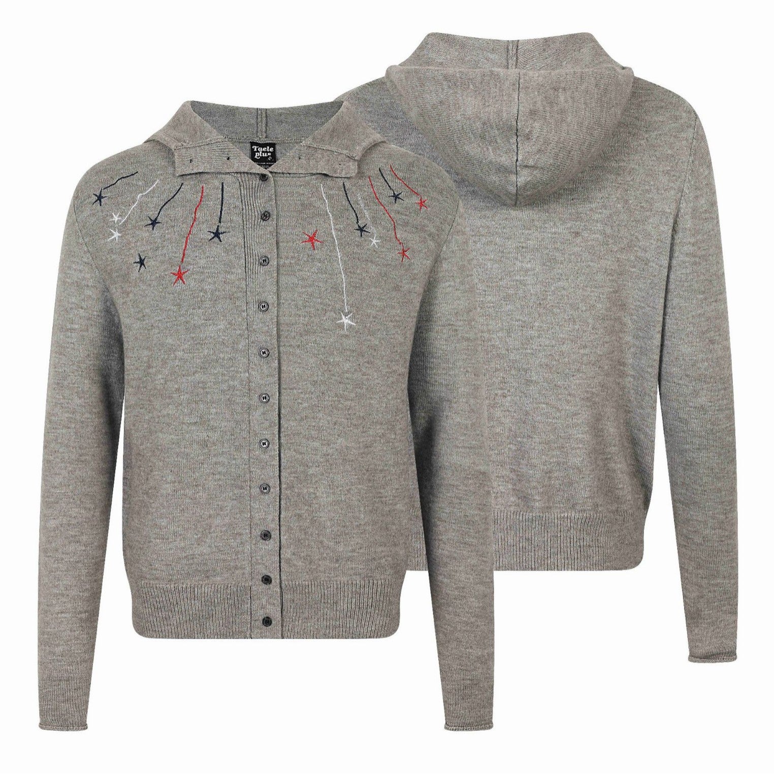 Knit Hooded Star Meteor Embroidery Cardigan High Neck Sweater Men