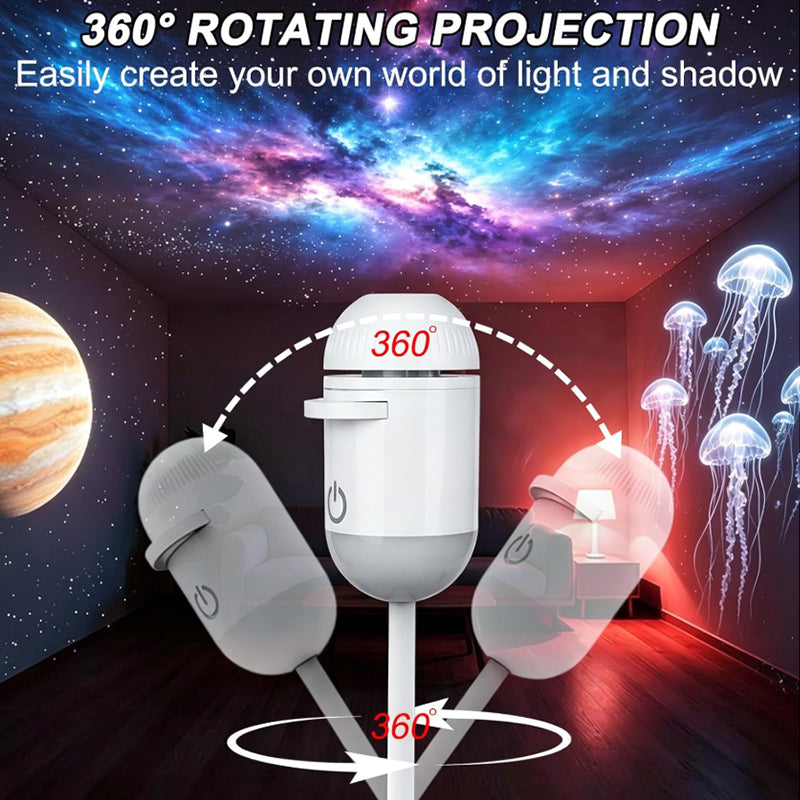5D Holographic Galaxy & Ocean Projector – Smart LED Night Light with 24 Films for Bedroom & Party