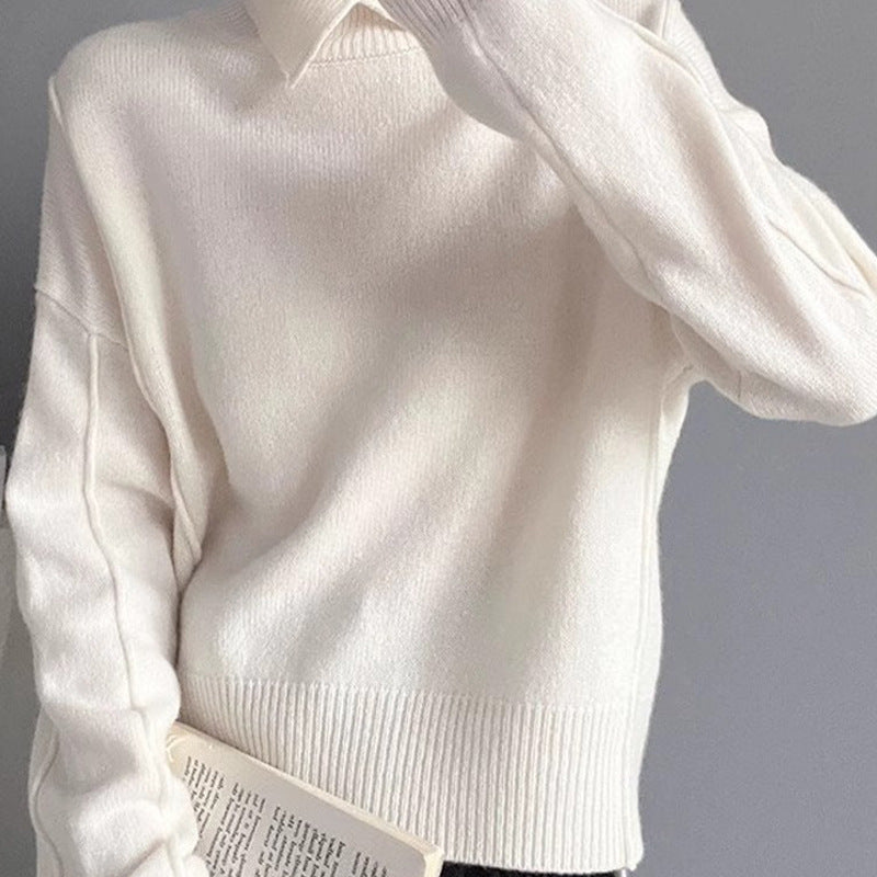 Soft Knit Sweater Autumn Winter New Slim Fit Crew Neck Basic Inner Layer Elegant Top Women's Turtleneck Sweater