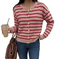 Cardigan loose striped round neck sweater