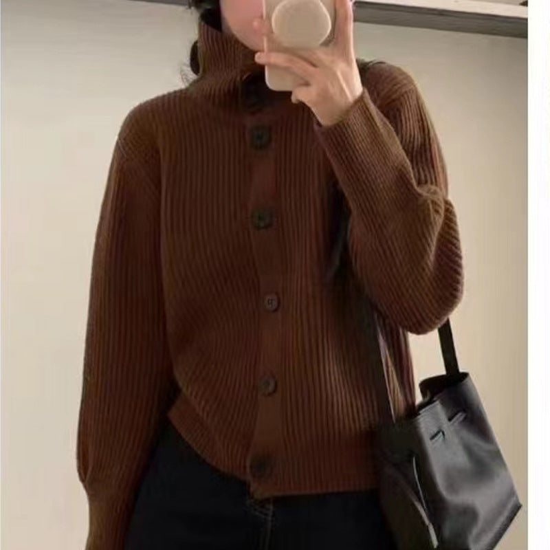 Chic Oversized Knit Cardigan for Women, Thickened  Casual Vintage Loose Fit Sweater Coat, Perfect for Spring and Autumn