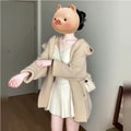 CasualVintage Loose Hooded Knit Cardigan Warm Soft Elegant Sweater Thick Coat Women's Top