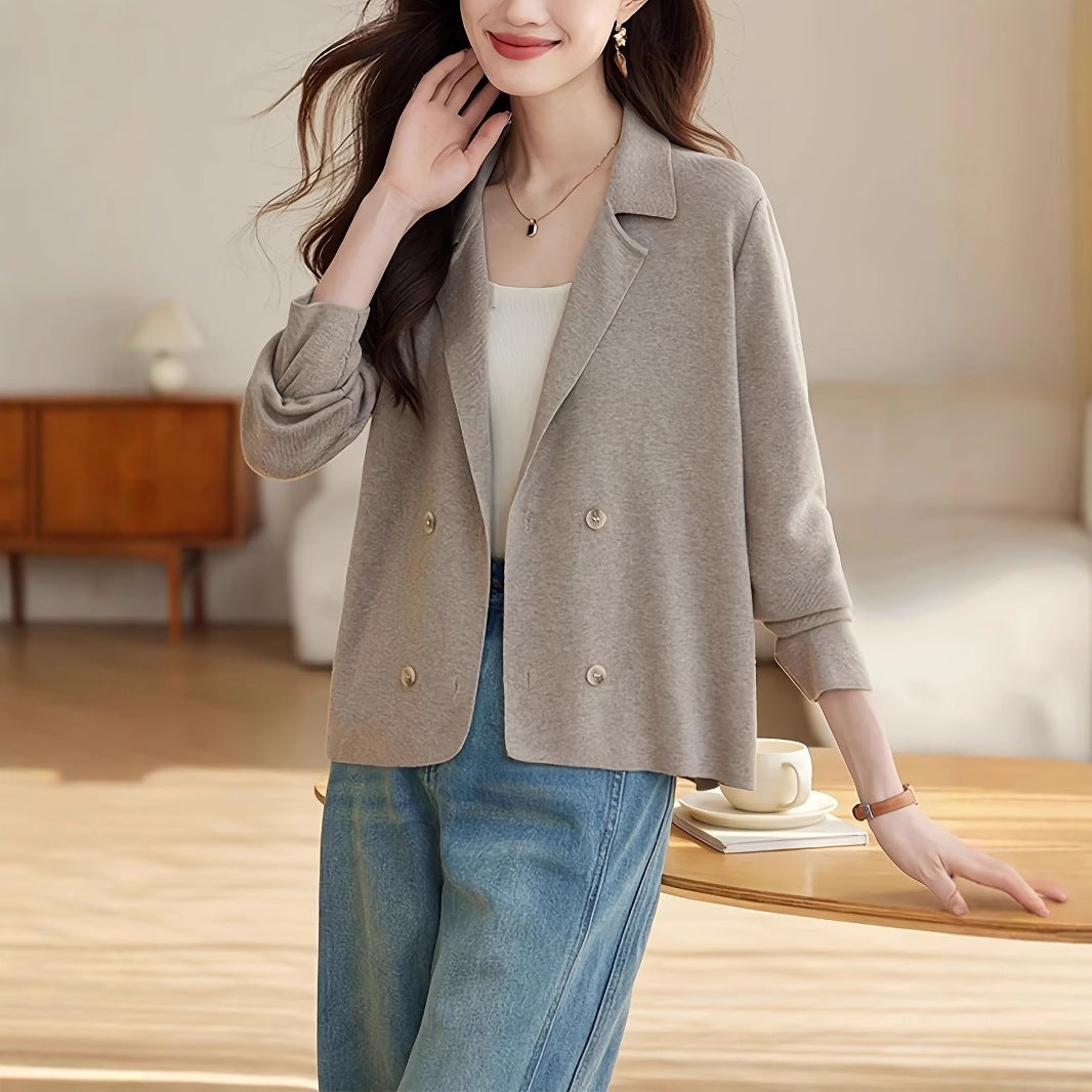 Spring Women's Casual Knit Blazer Jacket, Knit Cardigan with Elegant Style, Knit Outerwear