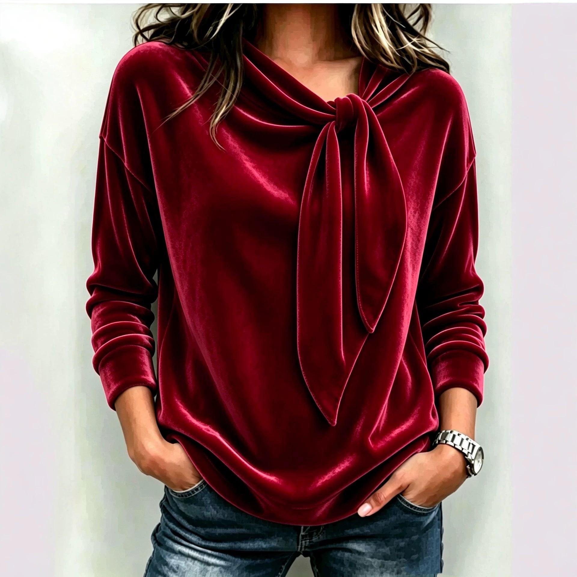 Women’s Long-Sleeve Bow Top