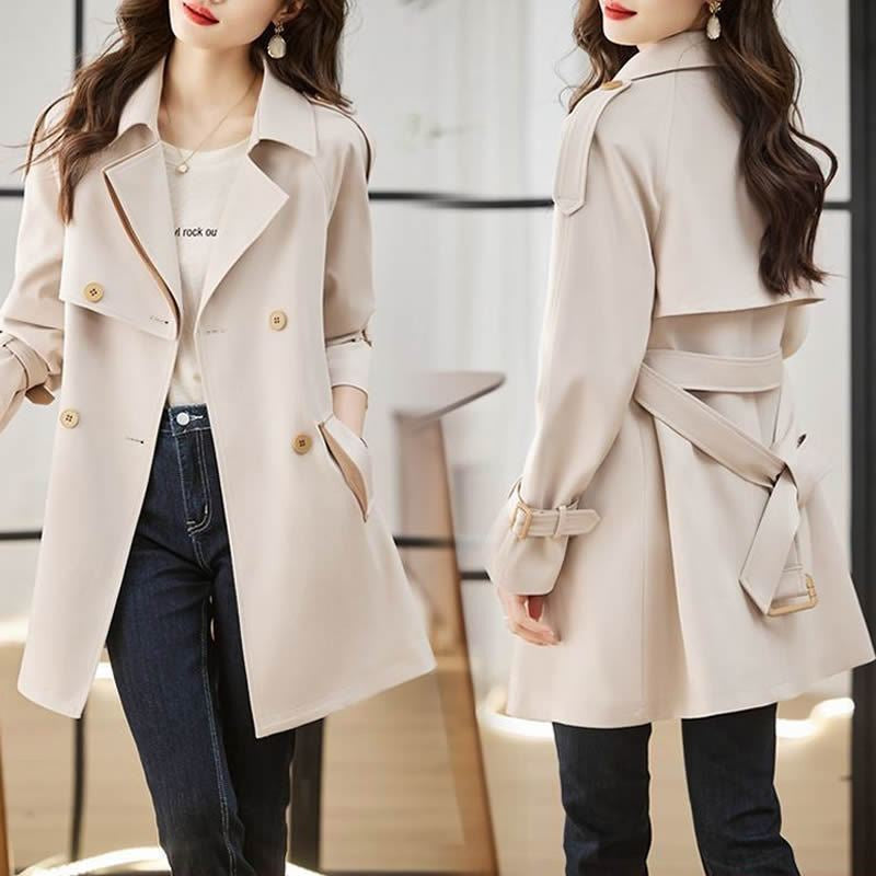 Women's Medium-Length Trench Coat  Fashionable Chic for Petite Women, Spring and Autumn New Arrival