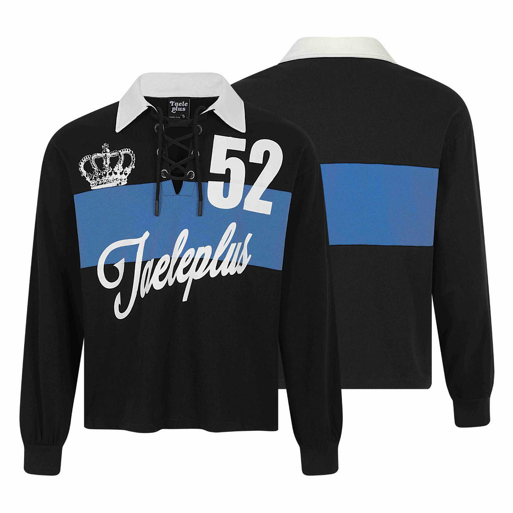 Collar Color-Block Tie-Up Jersey Print Loose Long Sleeve T-Shirt