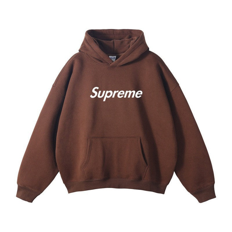 Printed Unisex Hoodie, Loose Drop Shoulder Sweatshirt