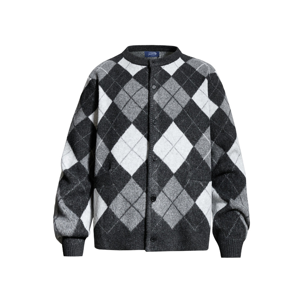Lingge round neck cardigan sweater