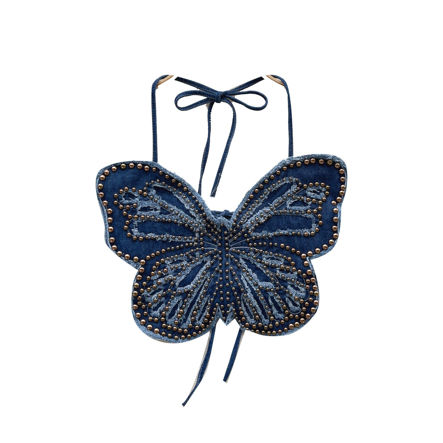 Women’s Backless Denim Butterfly Halter Top