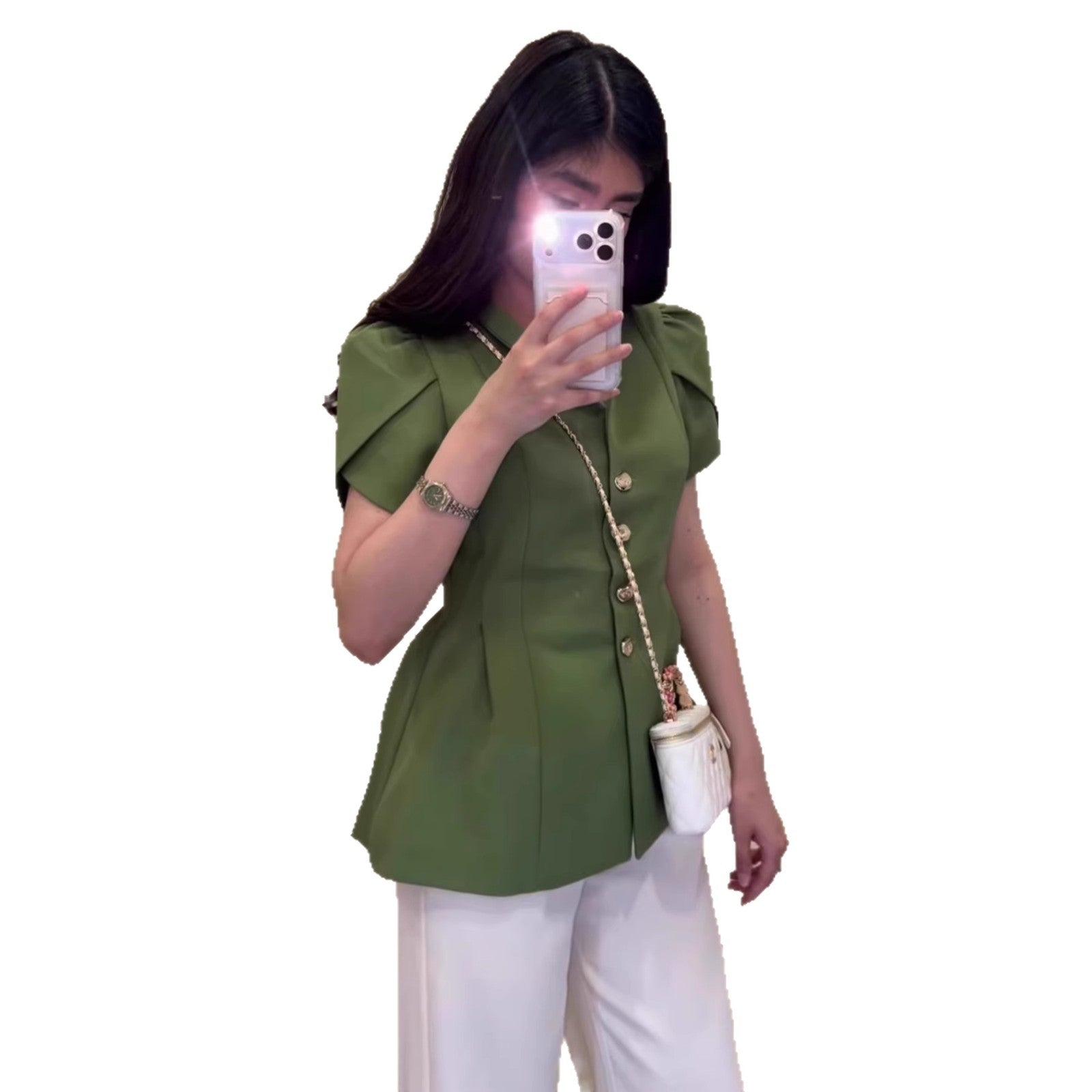 Women’s Short-Sleeve Lapel Cardigan