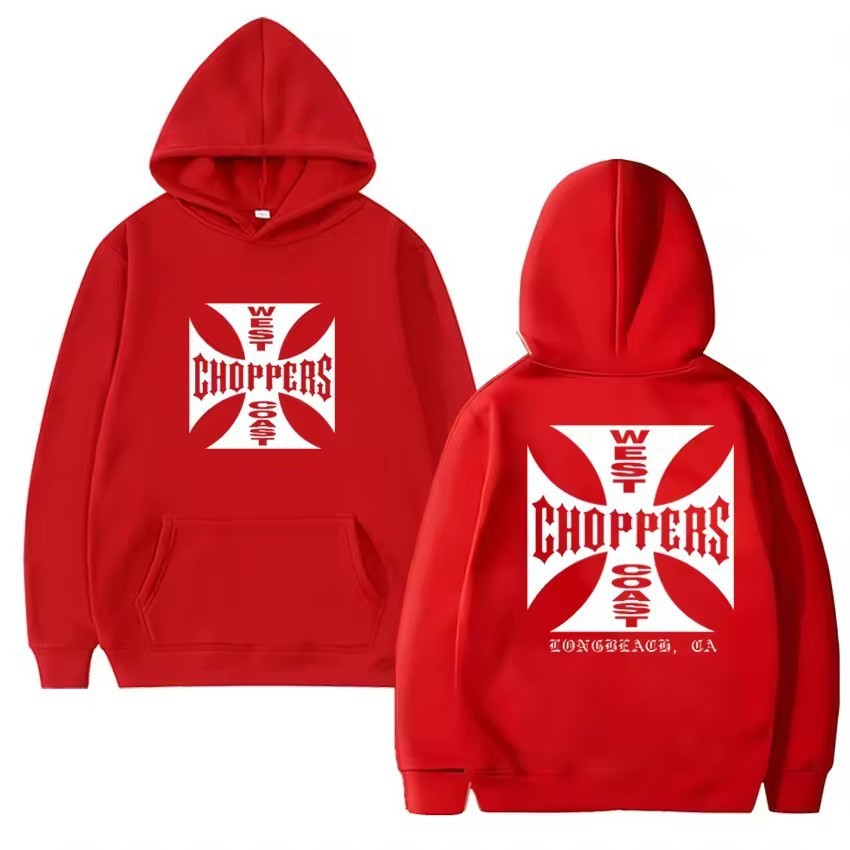 Long Sleeve Hoodie with Double-Sided Print West Coast Retro Sweatshirt