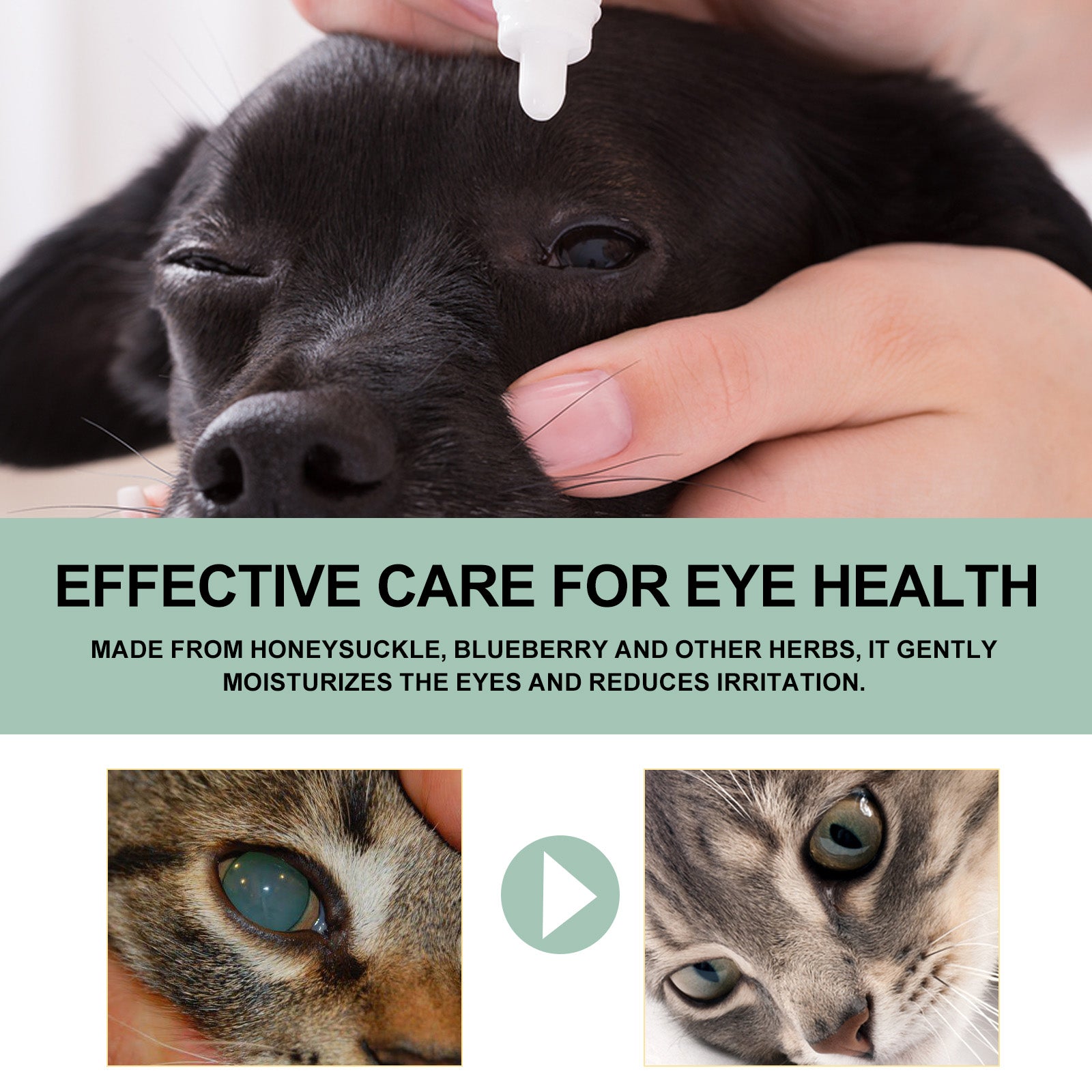 Yegbong Eye Drops For Cats And Dogs, Pet Eye Clean Eye Care Drops For Tear Stains And Dirt