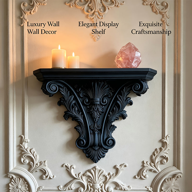 3D Printed Gothic Floating Shelf, Creative Carved Wall Decor, Retro Plant Display Stand for Living Room & Indoor Decor