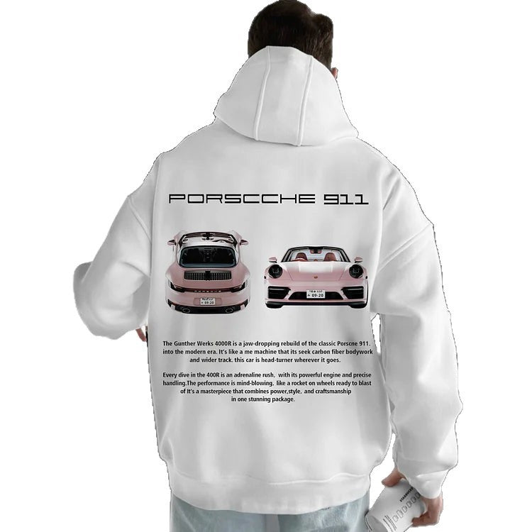 Men’s Casual Car & Heart Print Hoodie