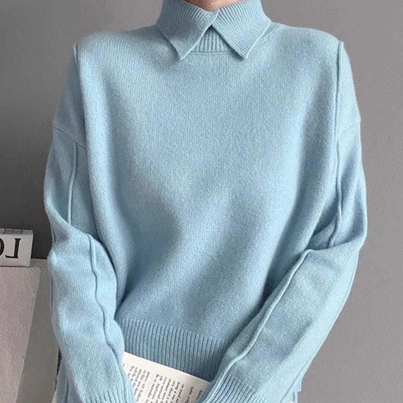 Soft Knit Sweater Autumn Winter New Slim Fit Crew Neck Basic Inner Layer Elegant Top Women's Turtleneck Sweater
