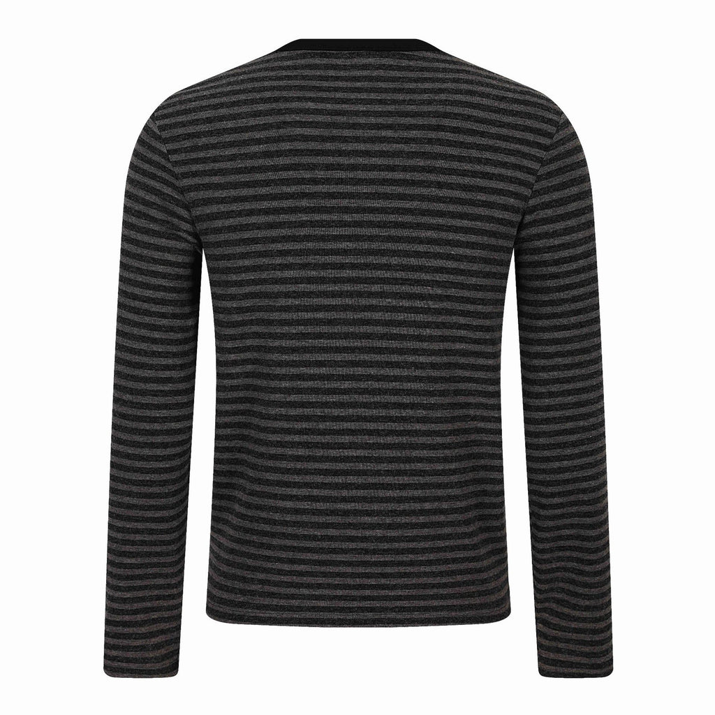 Stripe Glitter Print Slim Fit Henley Neck Long Sleeve T-Shirt for Men