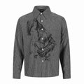 Royal Knight Hand-Painted Print Loose Striped Long Sleeve Shirt