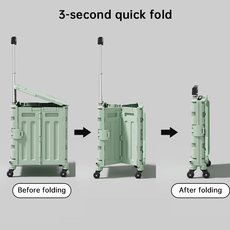 Folding Utility Cart with Lid – Rolling Storage Wagon for Shopping, Travel & Outdoor Use