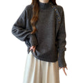 Semi-High Neck Sweater Women Spring Autumn Loose Plus Size Lazy Style Knit Top Underwear Shirt