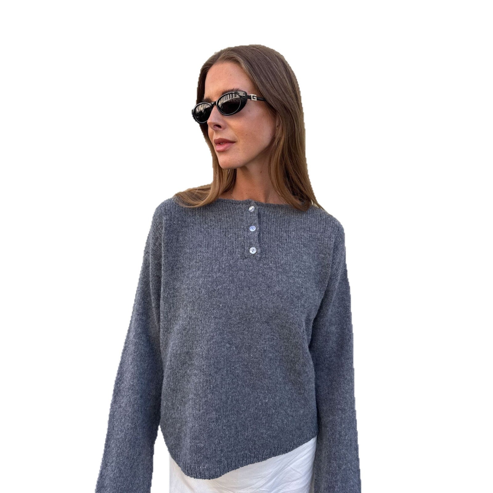 Loose Long Sleeve Solid Color Pullover Autumn Winter New Top with Wool