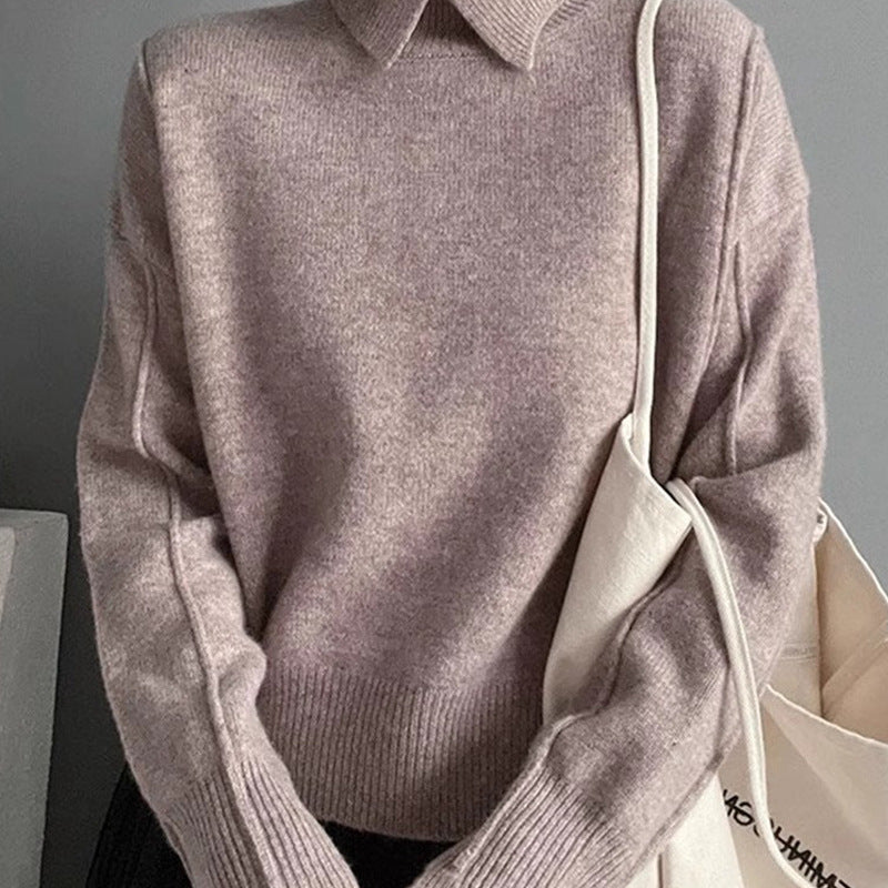 Soft Knit Sweater Autumn Winter New Slim Fit Crew Neck Basic Inner Layer Elegant Top Women's Turtleneck Sweater