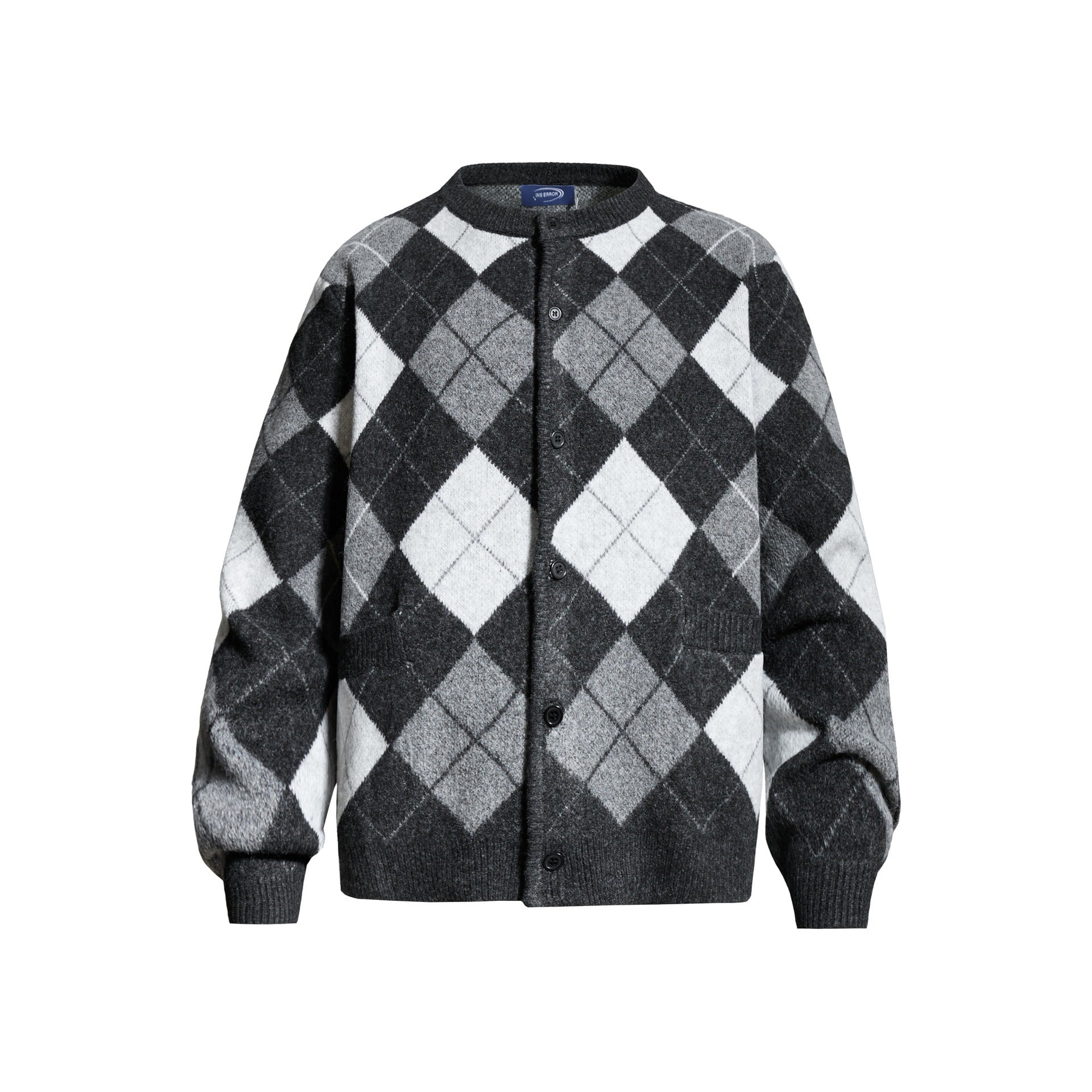 Lingge round neck cardigan sweater