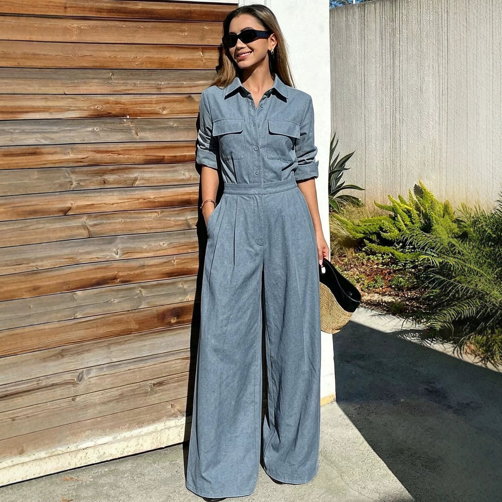 Women’s Collared Long-Sleeve Jumpsuit