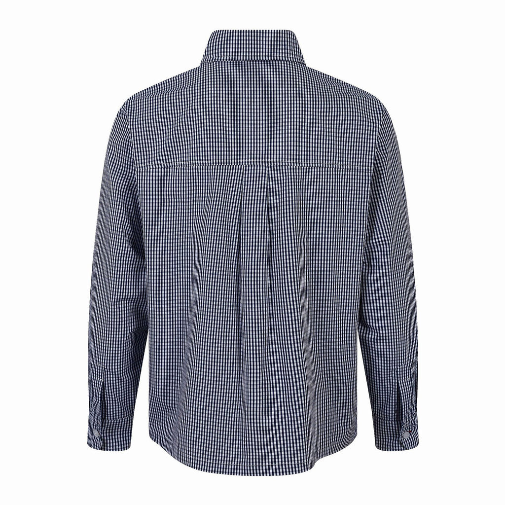 Plaid Embroidered Turn-down Collar Loose Casual Versatile Long Sleeve Shirt