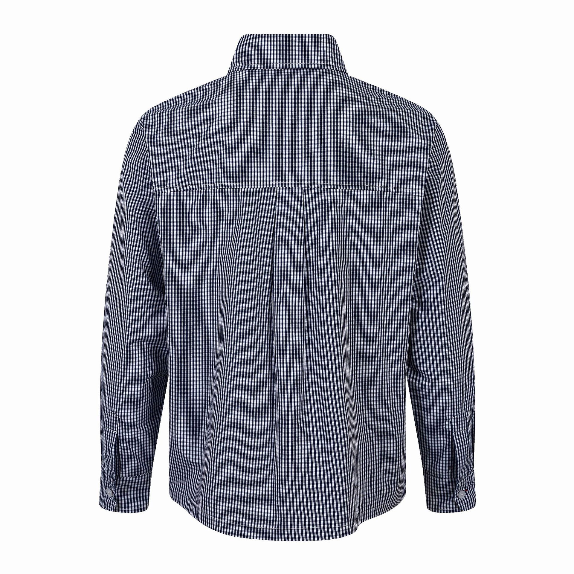 Plaid Embroidered Turn-down Collar Loose Casual Versatile Long Sleeve Shirt