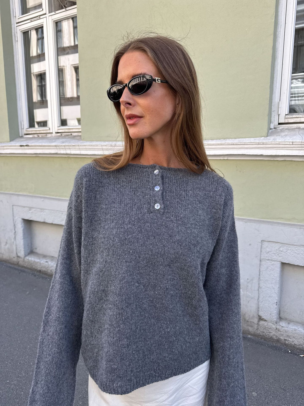 Loose Long Sleeve Solid Color Pullover Autumn Winter New Top with Wool