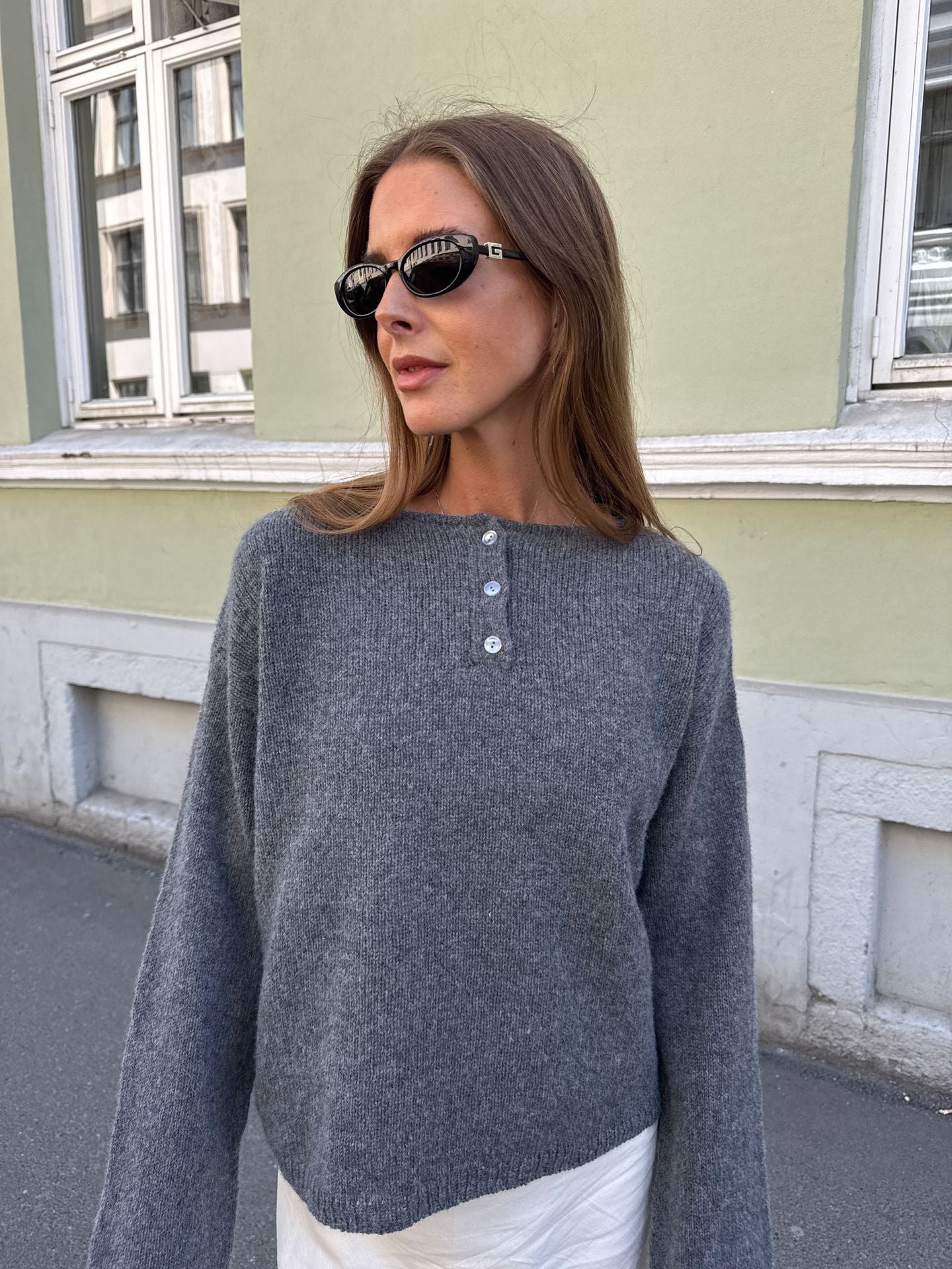 Loose Long Sleeve Solid Color Pullover Autumn Winter New Top with Wool