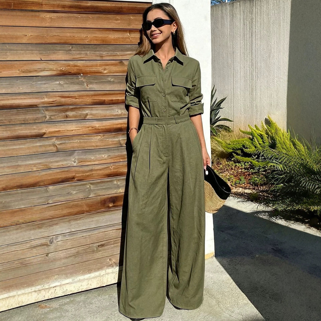 Women’s Collared Long-Sleeve Jumpsuit