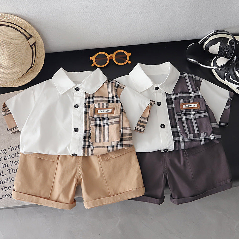 Baby Plaid Short Sleeve Two-Piece Clothing Set – Lightweight Summer Outfit