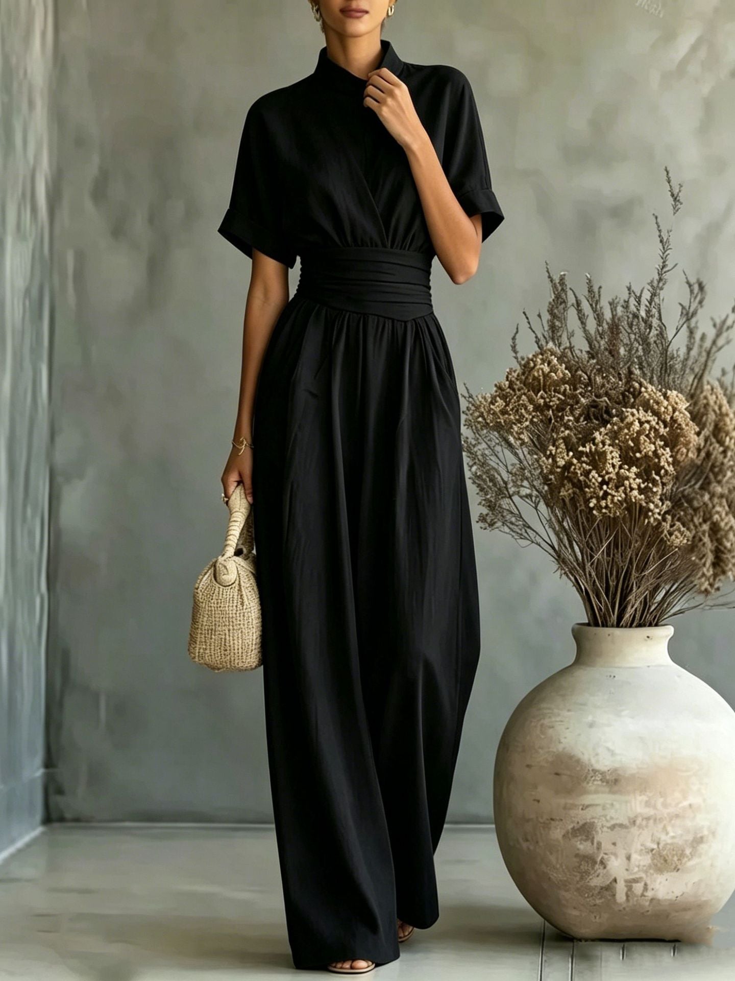 High-Neck Wide-Leg Jumpsuit