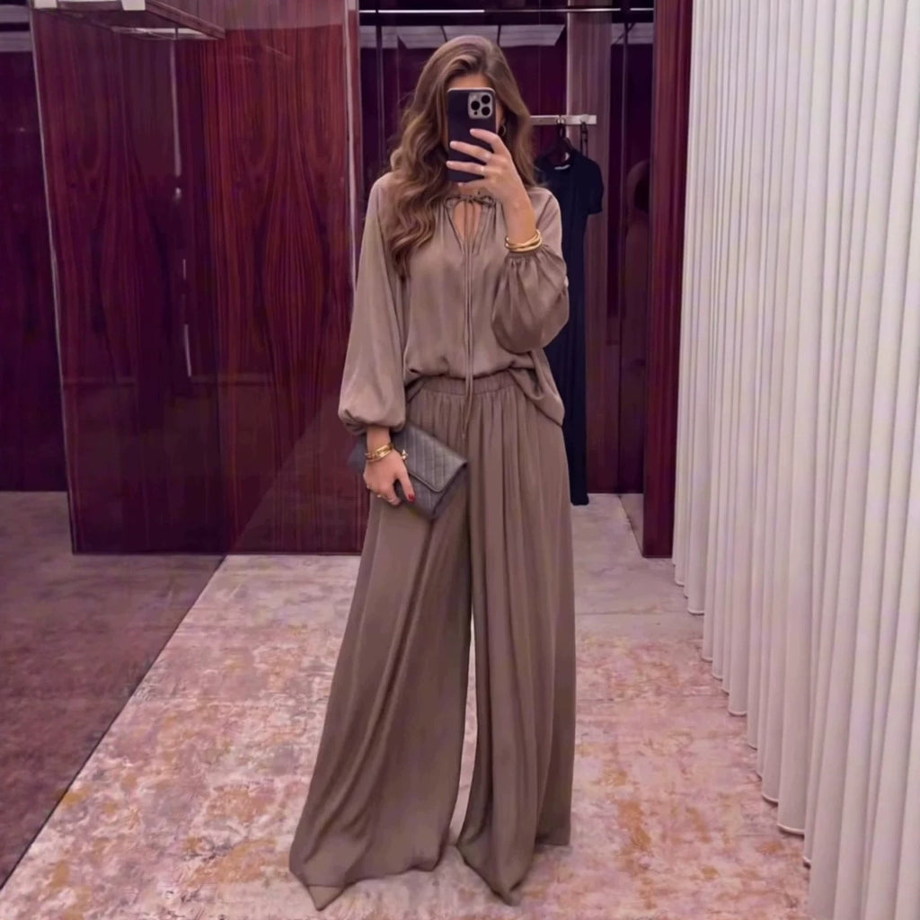 Women’s V-Neck Loose Pants Set