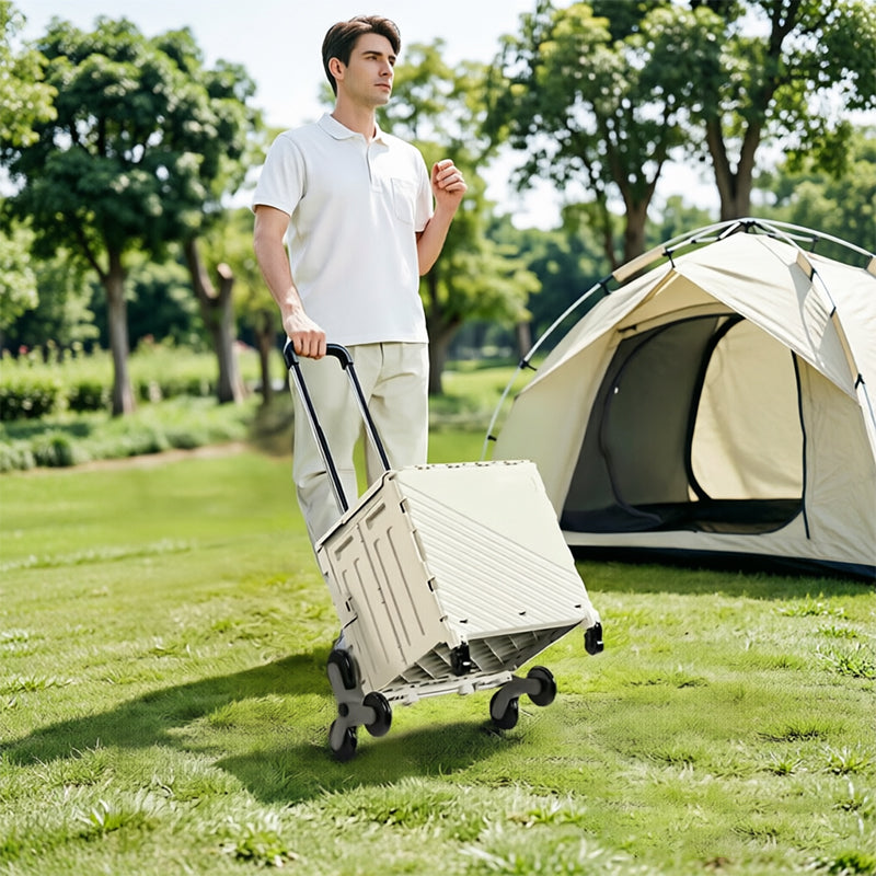 Folding Utility Cart with Lid – Rolling Storage Wagon for Shopping, Travel & Outdoor Use