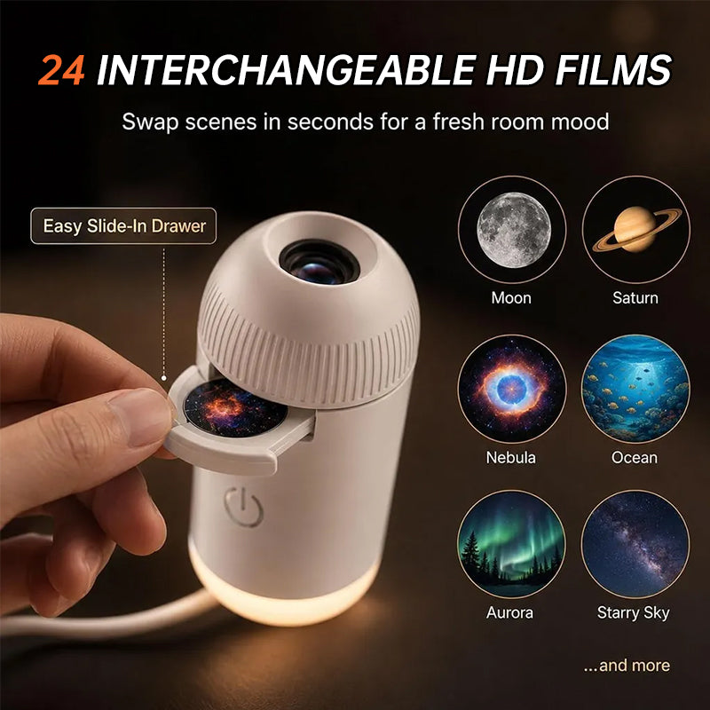 5D Holographic Galaxy & Ocean Projector – Smart LED Night Light with 24 Films for Bedroom & Party