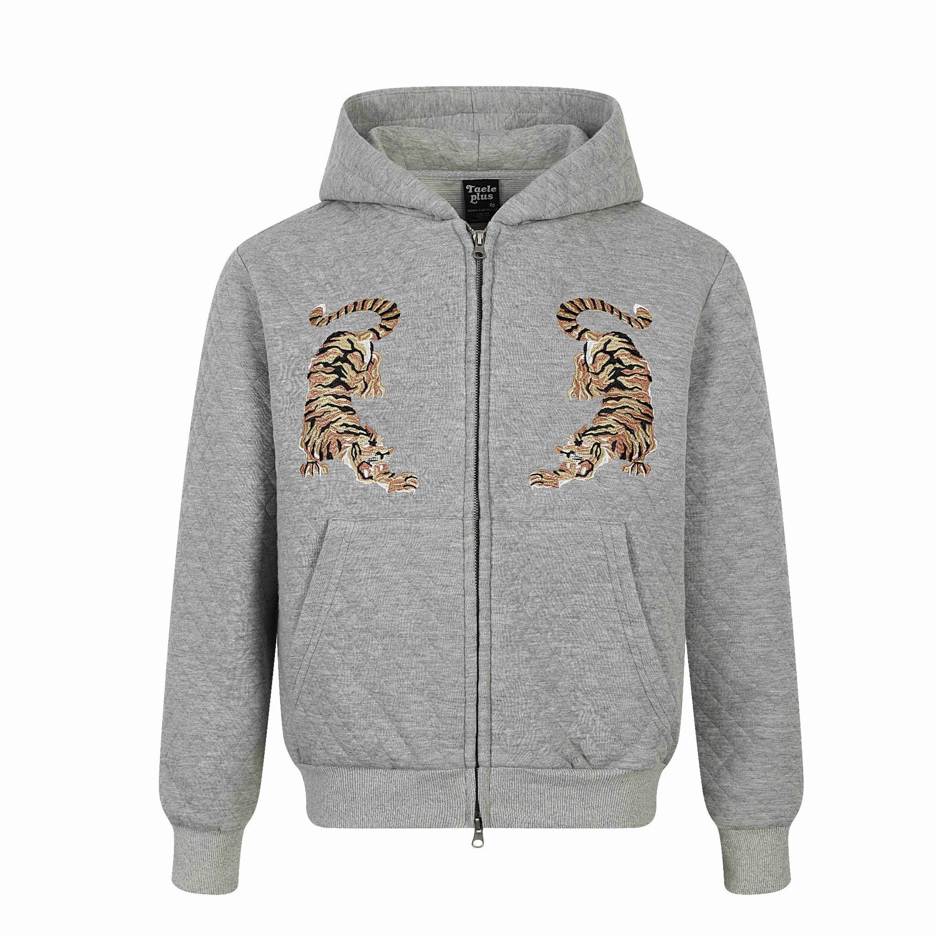 Long Sleeve Embroidered Hooded Zipper Hoodie for Men