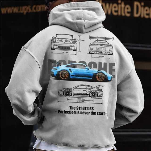 Men’s Casual Car & Heart Print Hoodie